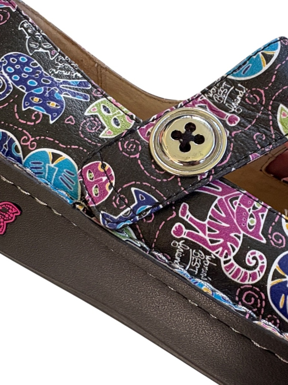 Like New Alegria Leather Paloma Mary Jane’s Cat Pattern Size 11.5 - 12 - Picture 5 of 10